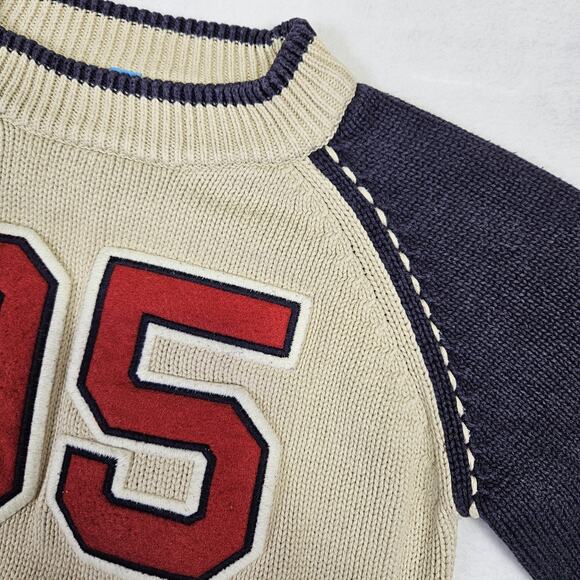 Vintage 90s Gymboree Varsity Sweater Boys Size 3 Letterman 100% Cotton Knit Crew - Picture 6 of 8